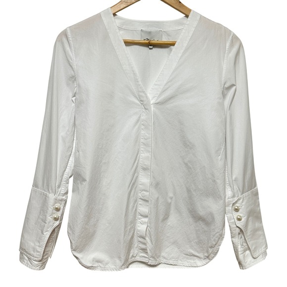 3.1 Phillip Lim Tops - 3.1 Phillip Lim Pearl Double Cuff Blouse Womens 6 White‎ Cotton Poplin Luxury